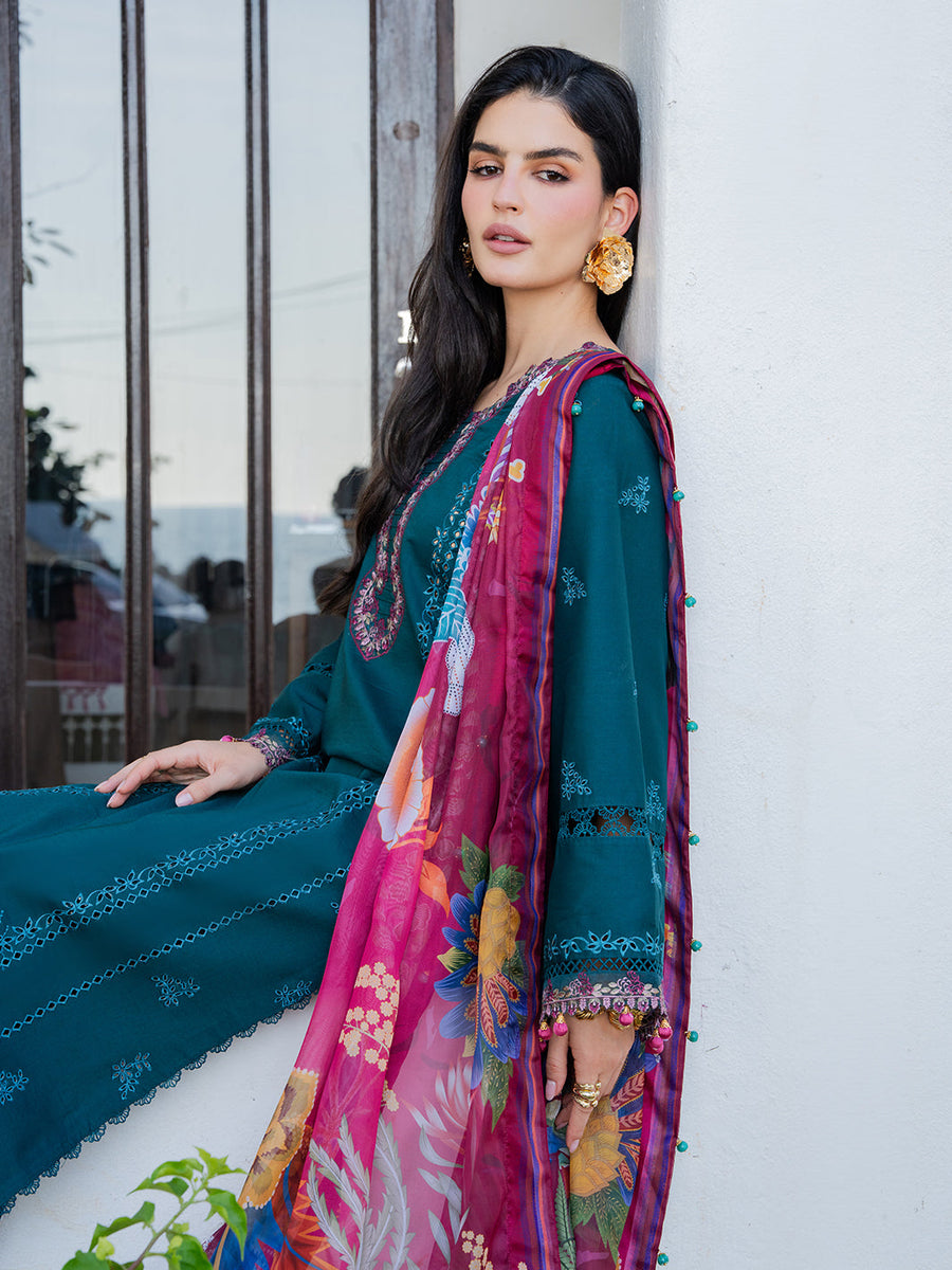 Dareen by IZEL Embroidered Luxury Lawn Unstitched 3Pc Suit - Nashmia