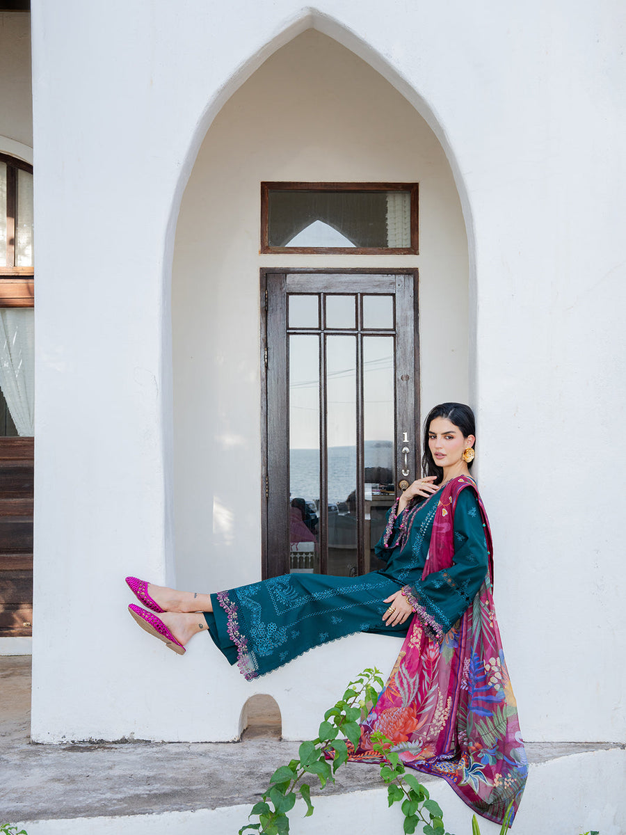 Dareen by IZEL Embroidered Luxury Lawn Unstitched 3Pc Suit - Nashmia
