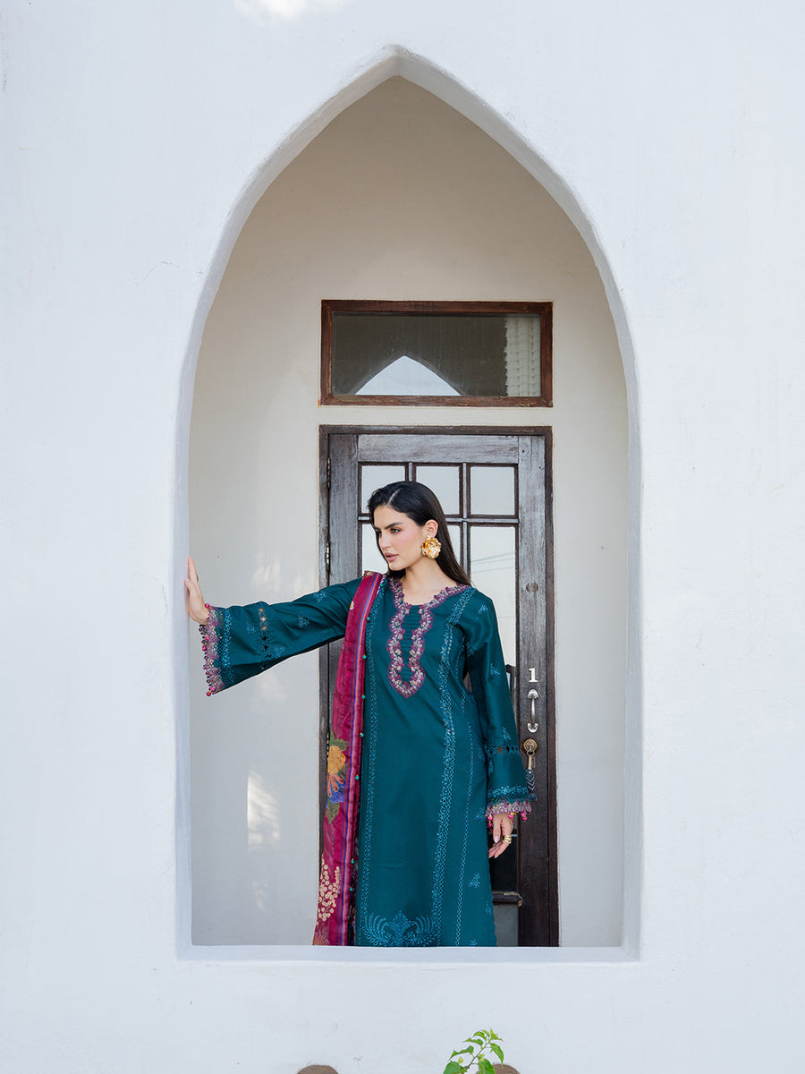 Dareen by IZEL Embroidered Luxury Lawn Unstitched 3Pc Suit - Nashmia