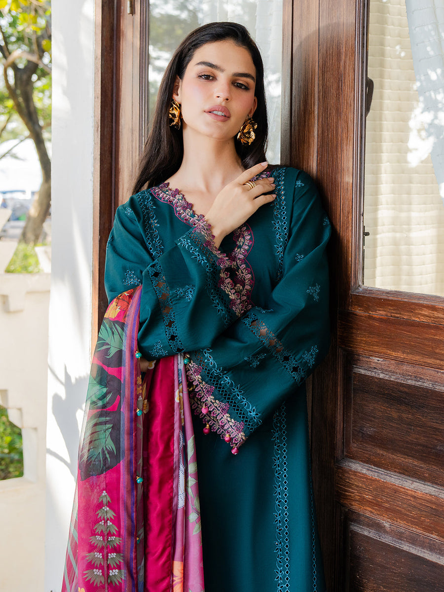 Dareen by IZEL Embroidered Luxury Lawn Unstitched 3Pc Suit - Nashmia