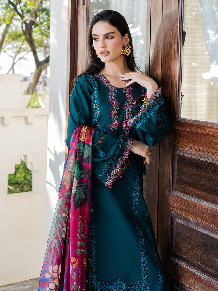 Dareen by IZEL Embroidered Luxury Lawn Unstitched 3Pc Suit - Nashmia