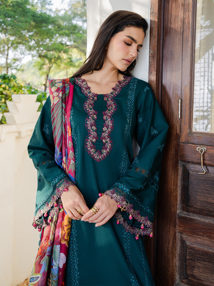 Dareen by IZEL Embroidered Luxury Lawn Unstitched 3Pc Suit - Nashmia