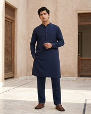 Sky Light by Fabrieco Men's Unstitched Soft Blended Suit - Navy
