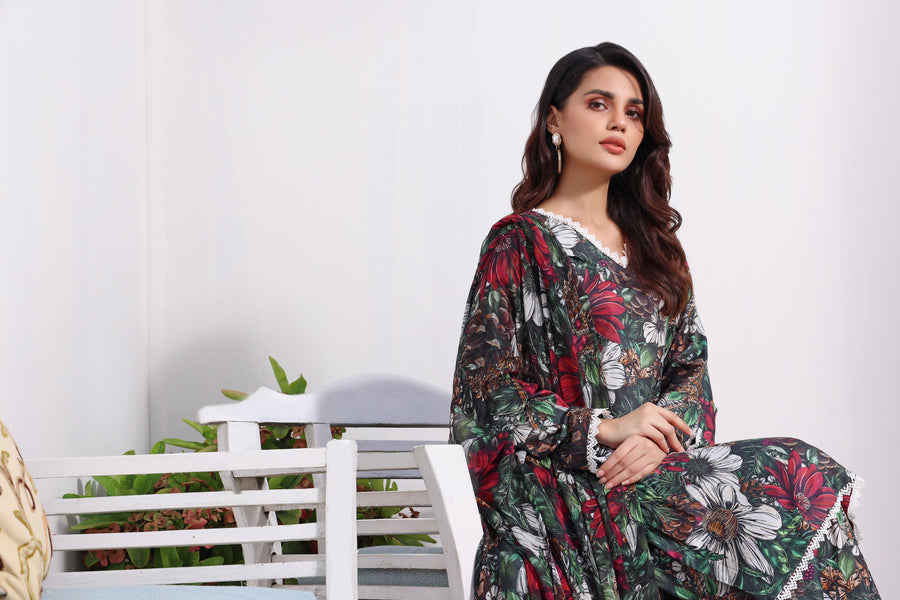 Feathers Premium Printed Lawn Unstitched 3Pc Suit NAWAL-FT143