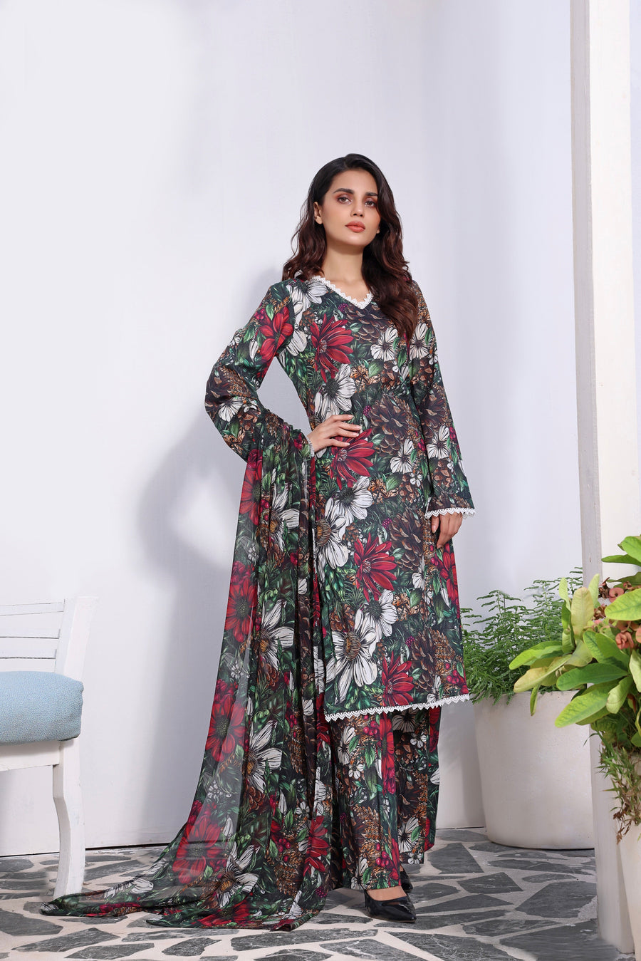 Feathers Premium Printed Lawn Unstitched 3Pc Suit NAWAL-FT143