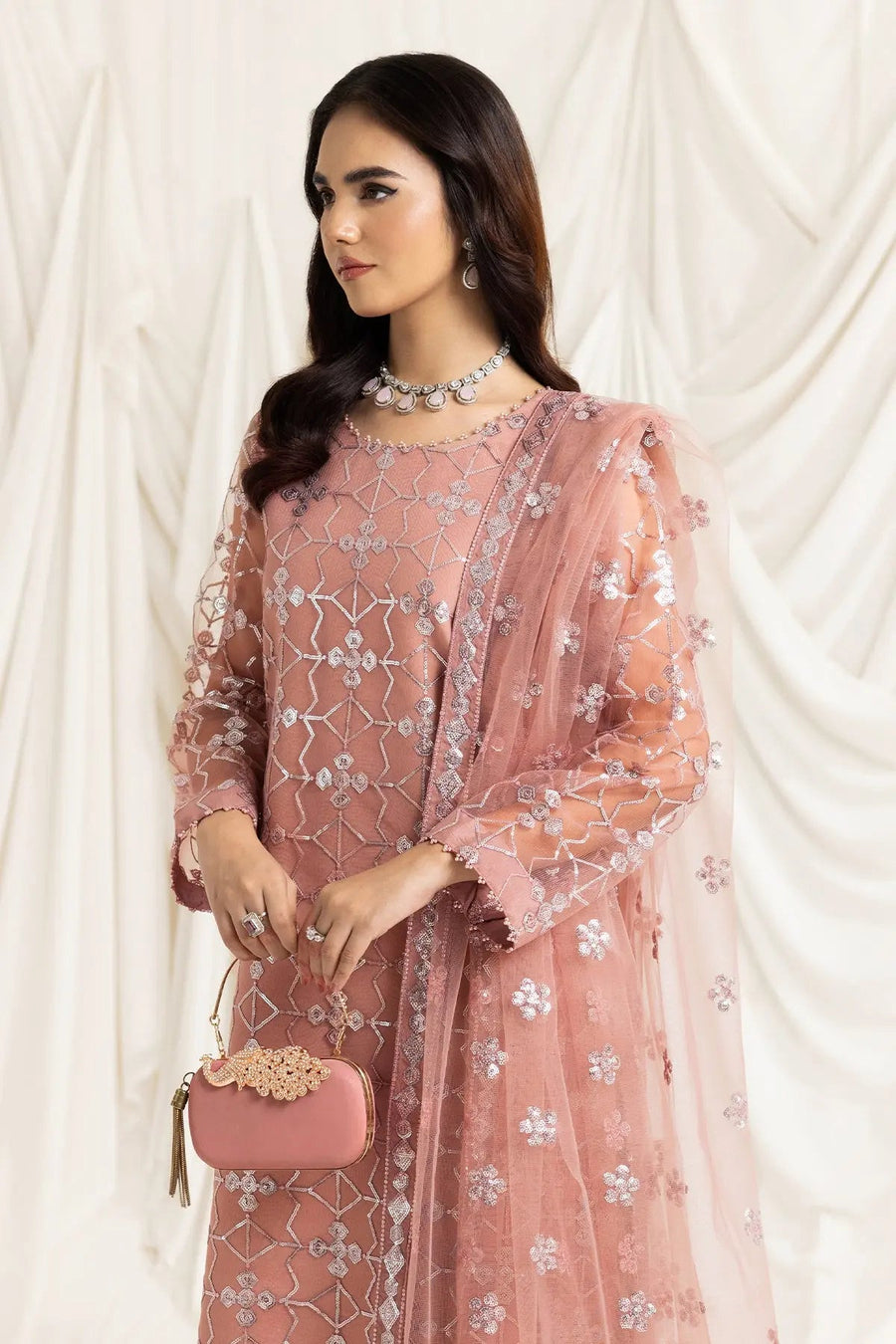 AF-DUA-3020-Nazik Pink Embroidered Chiffon