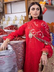 NUREH Bazaar Unstitched Chunri Mukesh Chikankari Lawn 3Pc Suit NDS-86