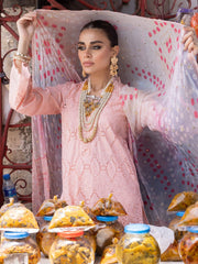 NUREH Bazaar Unstitched Chunri Mukesh Chikankari Lawn 3Pc Suit NDS-88