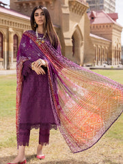NUREH Bazaar Unstitched Chunri Mukesh Chikankari Lawn 3Pc Suit NDS-90