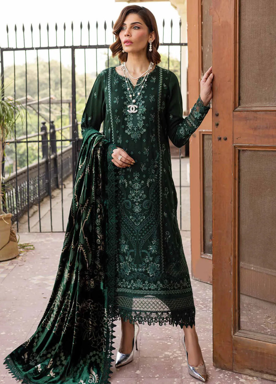 NUREH Exclusive Embroidered Leather Peach Unstitched 3Pc Suit NE-122