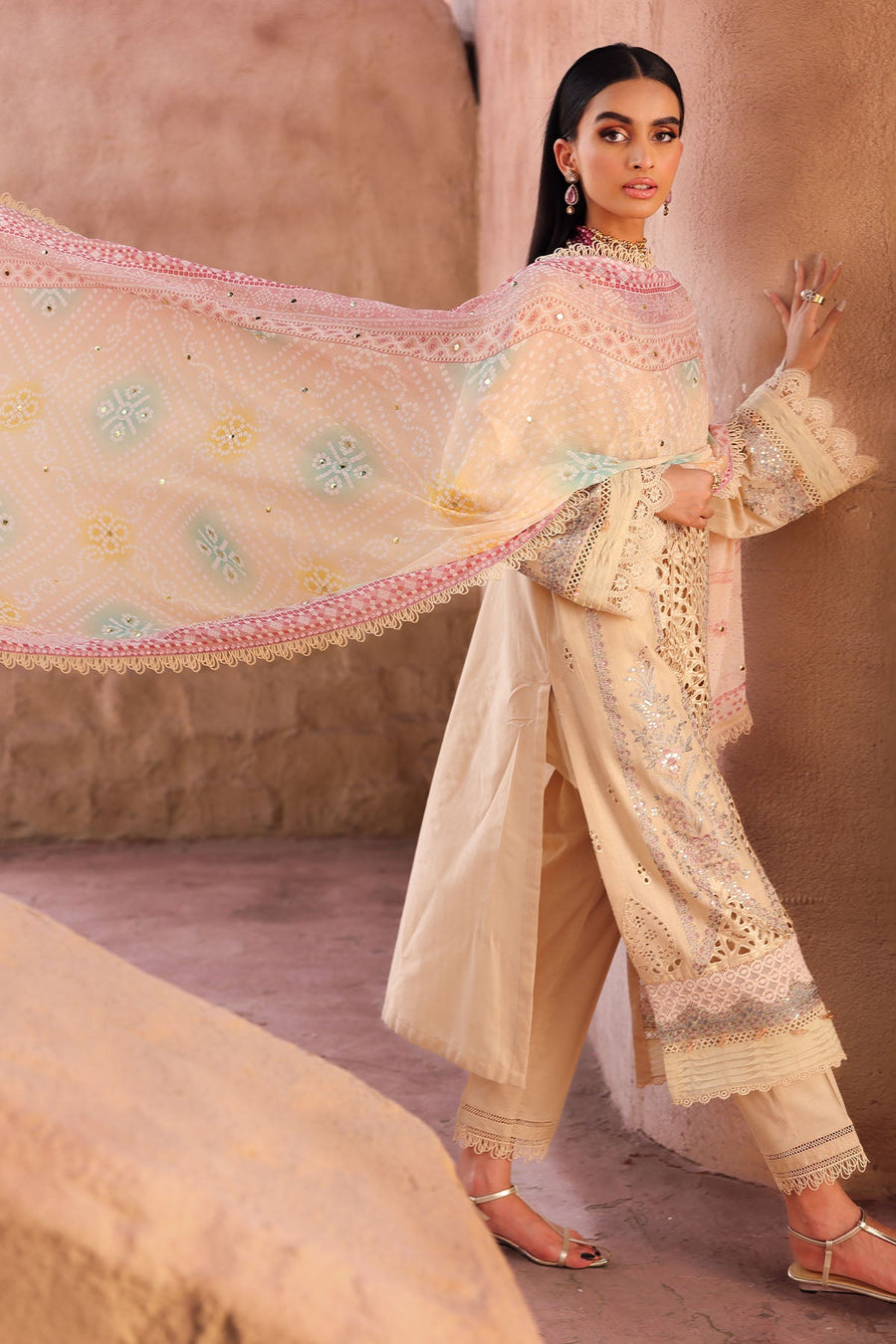 NUREH Bazar Chikankari Doriya Lawn Unstitched 3Pc Suit NE-159