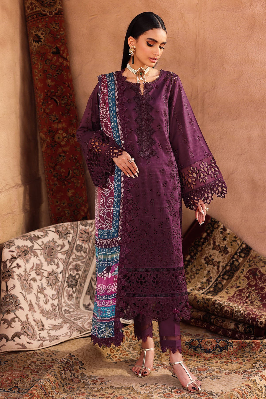 NUREH Bazar Chikankari Doriya Lawn Unstitched 3Pc Suit NE-161