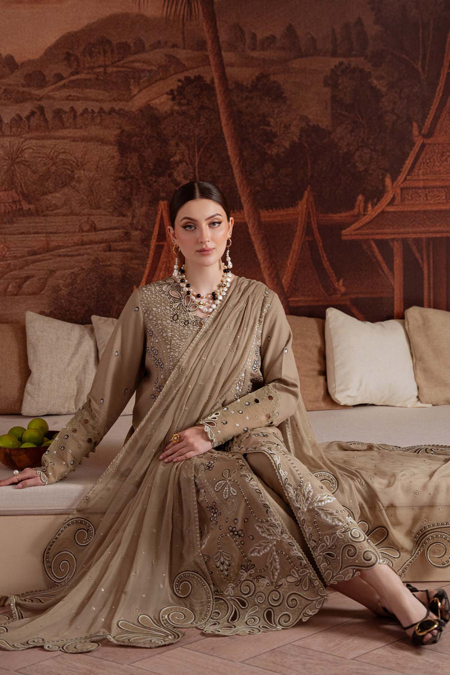 NUREH Exclusive Embroidered Karandi Unstitched 3Pc Suit NE-170