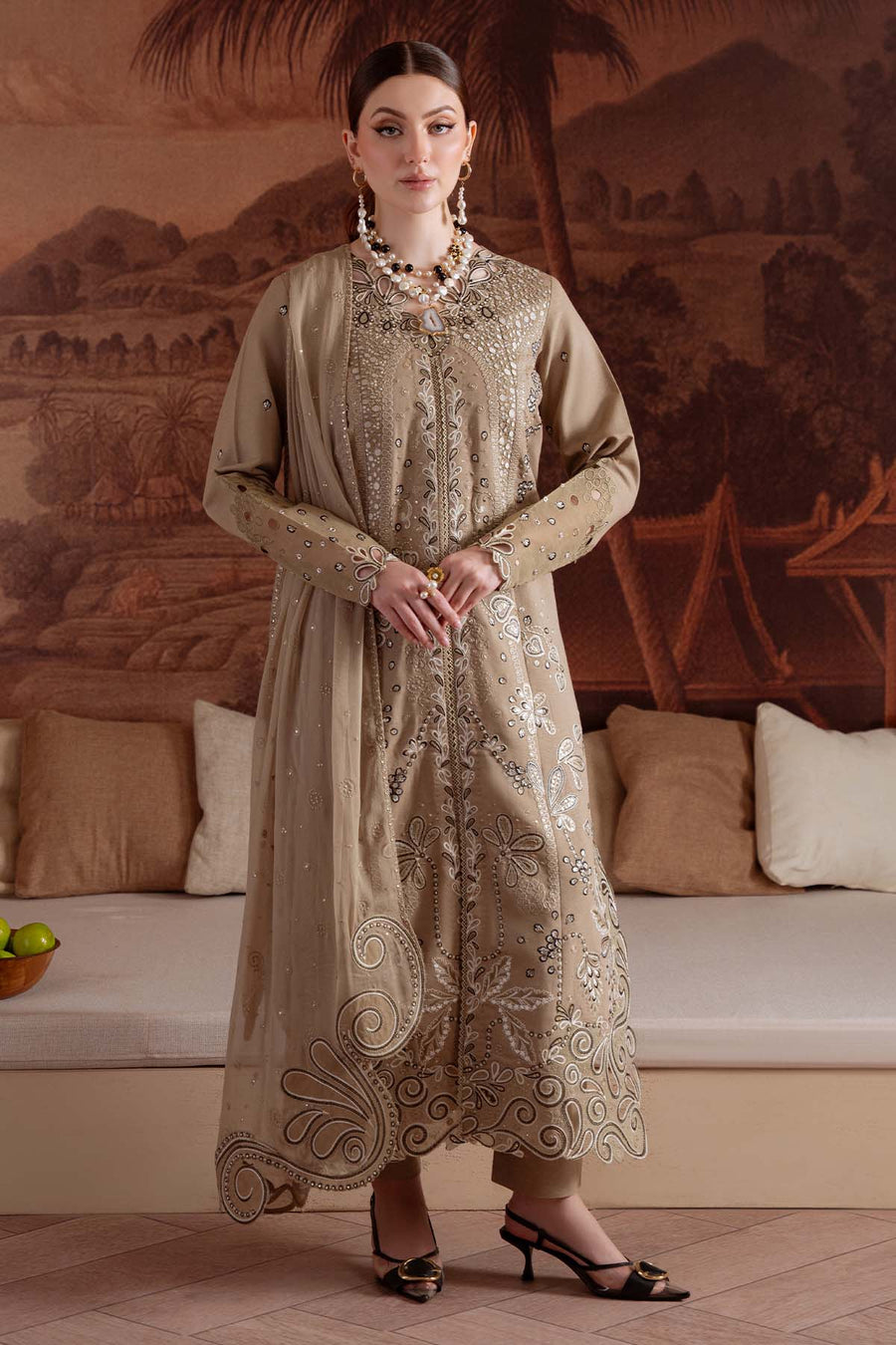 NUREH Exclusive Embroidered Karandi Unstitched 3Pc Suit NE-170
