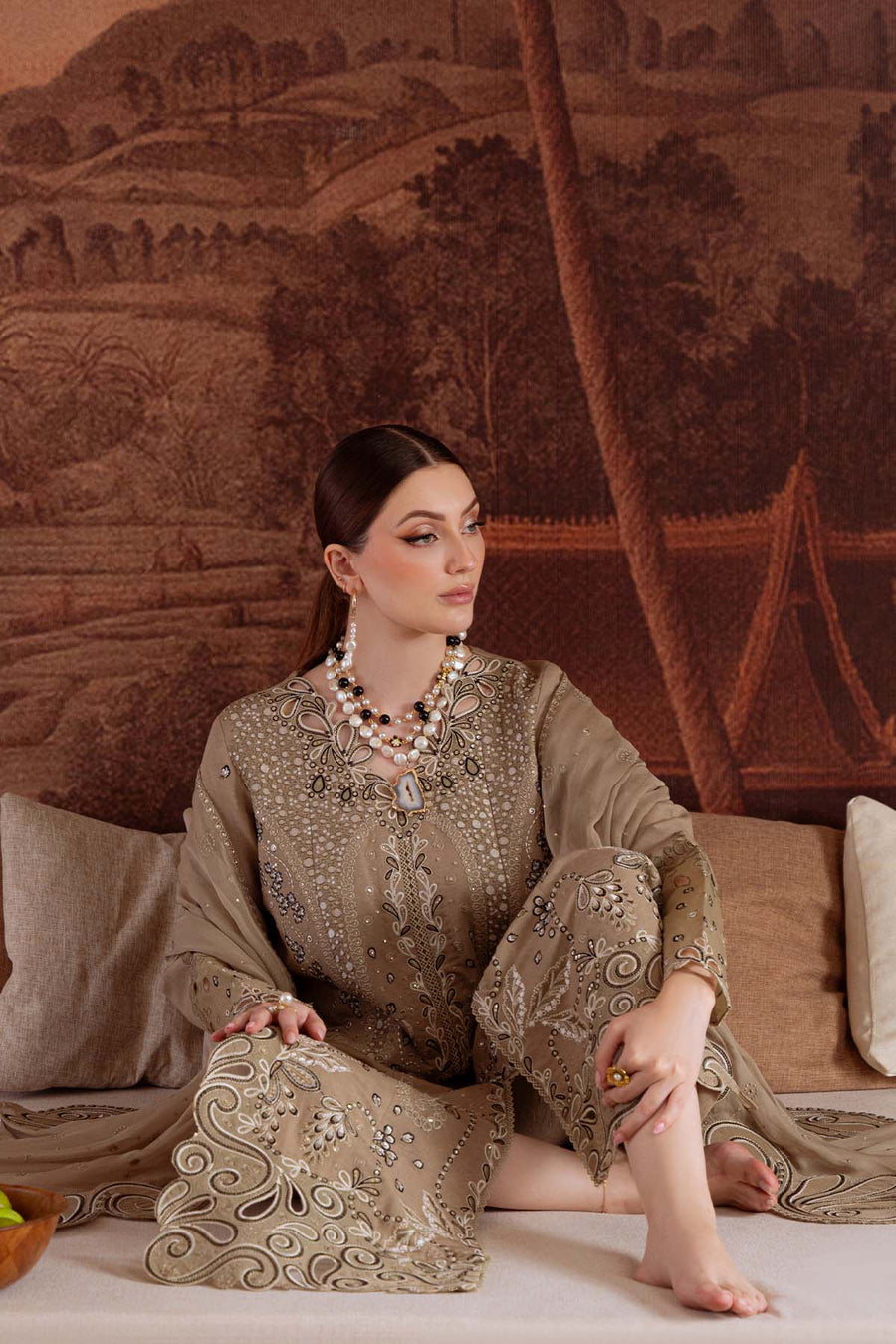 NUREH Exclusive Embroidered Karandi Unstitched 3Pc Suit NE-170