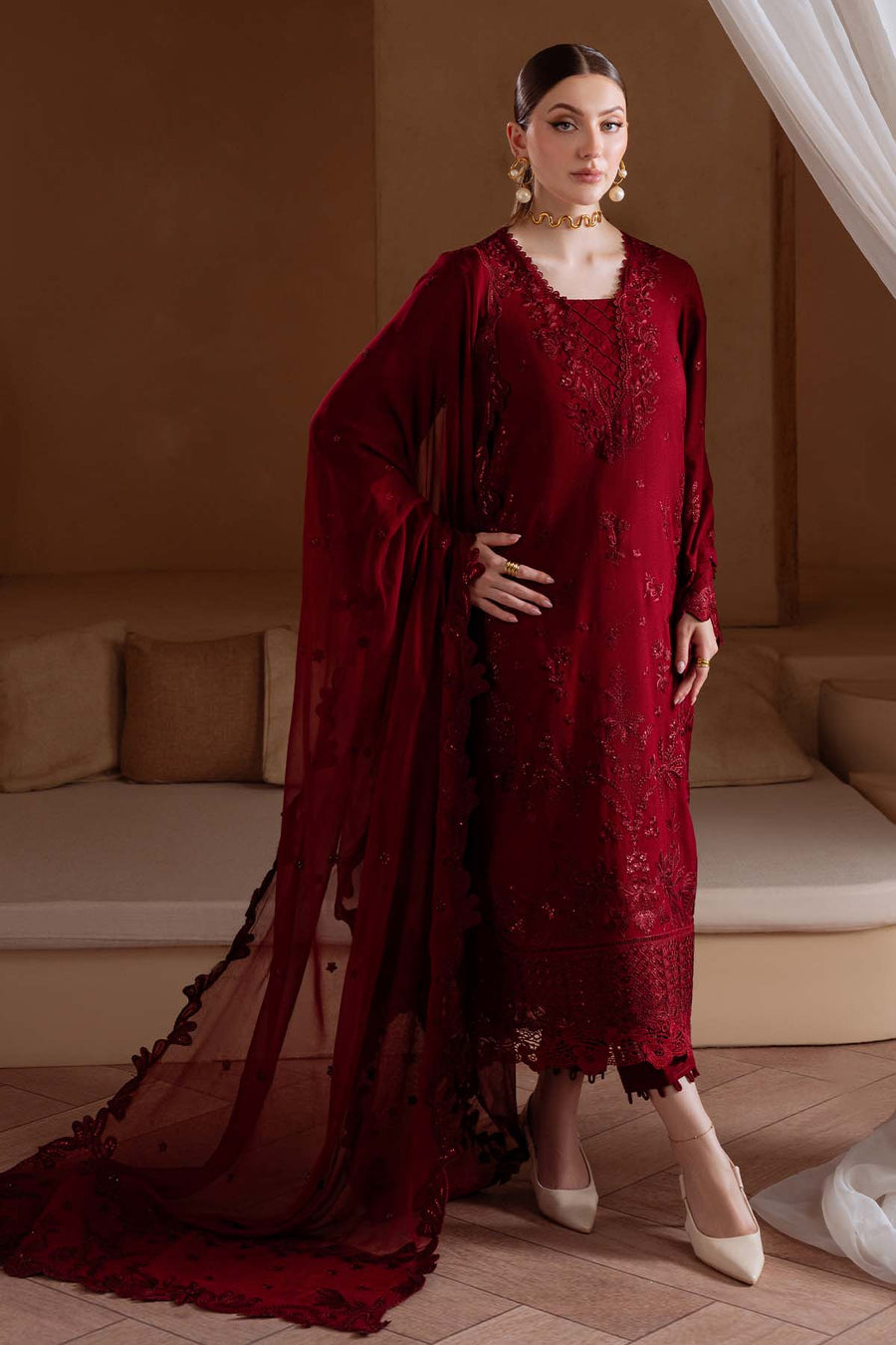 NUREH Exclusive Embroidered Karandi Unstitched 3Pc Suit NE-173