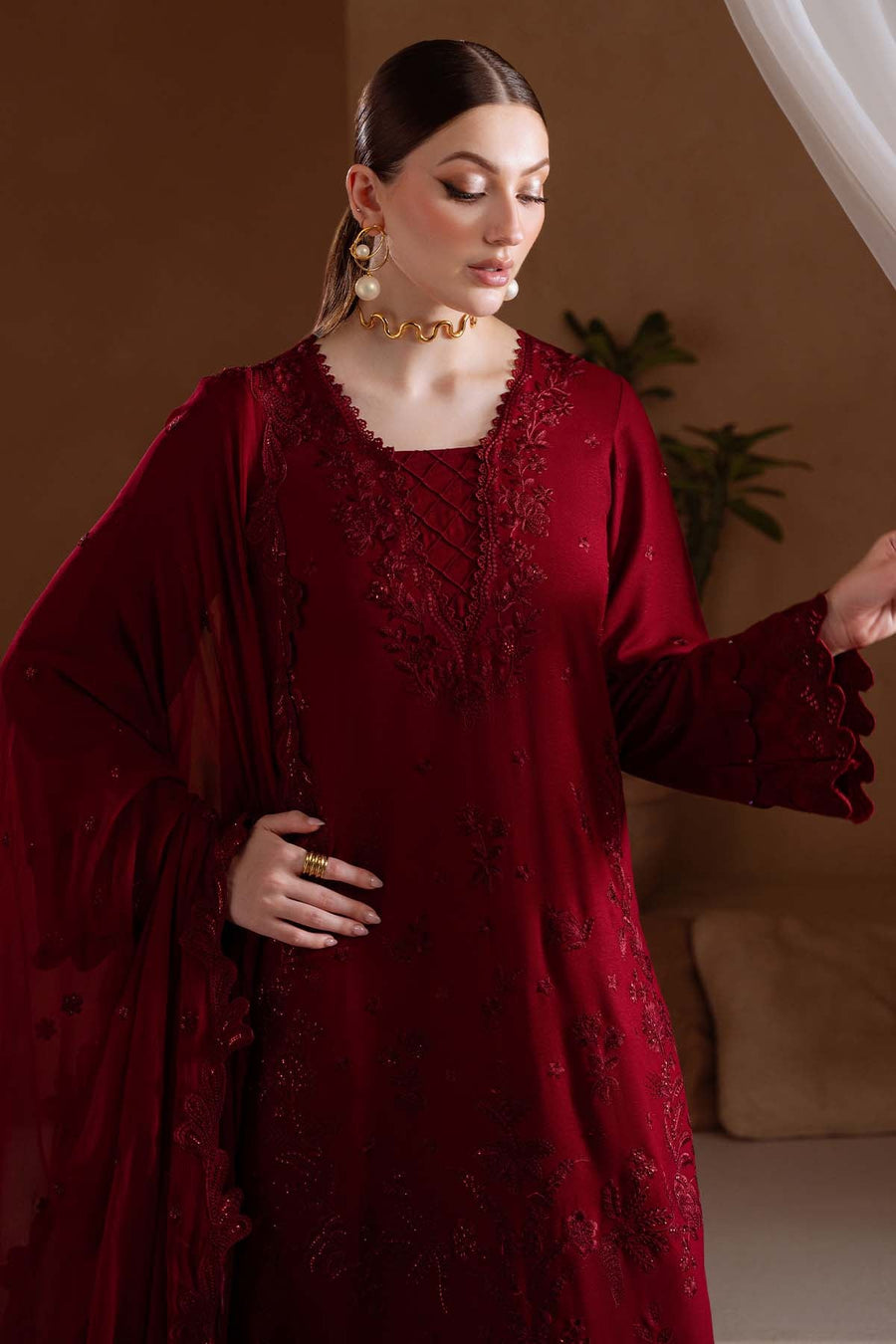 NUREH Exclusive Embroidered Karandi Unstitched 3Pc Suit NE-173