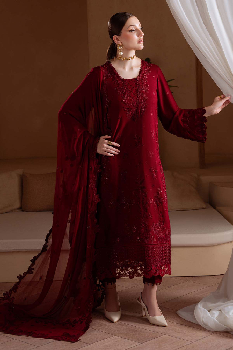 NUREH Exclusive Embroidered Karandi Unstitched 3Pc Suit NE-173