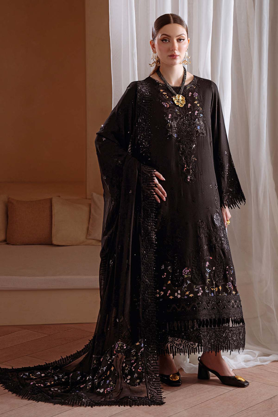NUREH Exclusive Embroidered Karandi Unstitched 3Pc Suit NE-174