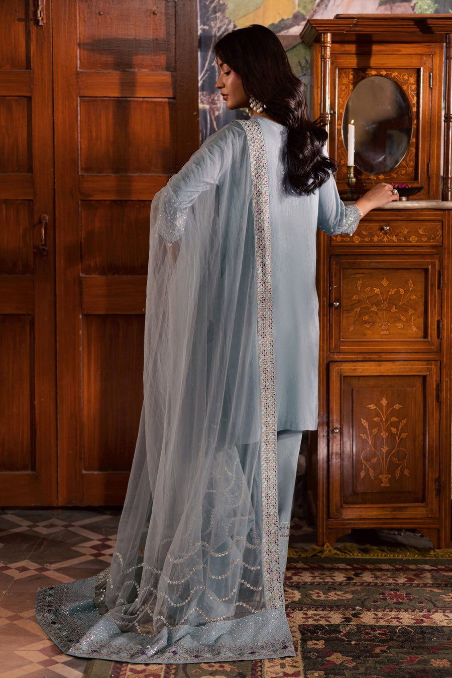 Nureh Nur Mahal Festive Embroidered Silk Unstitched 3Pc Suit NE-195