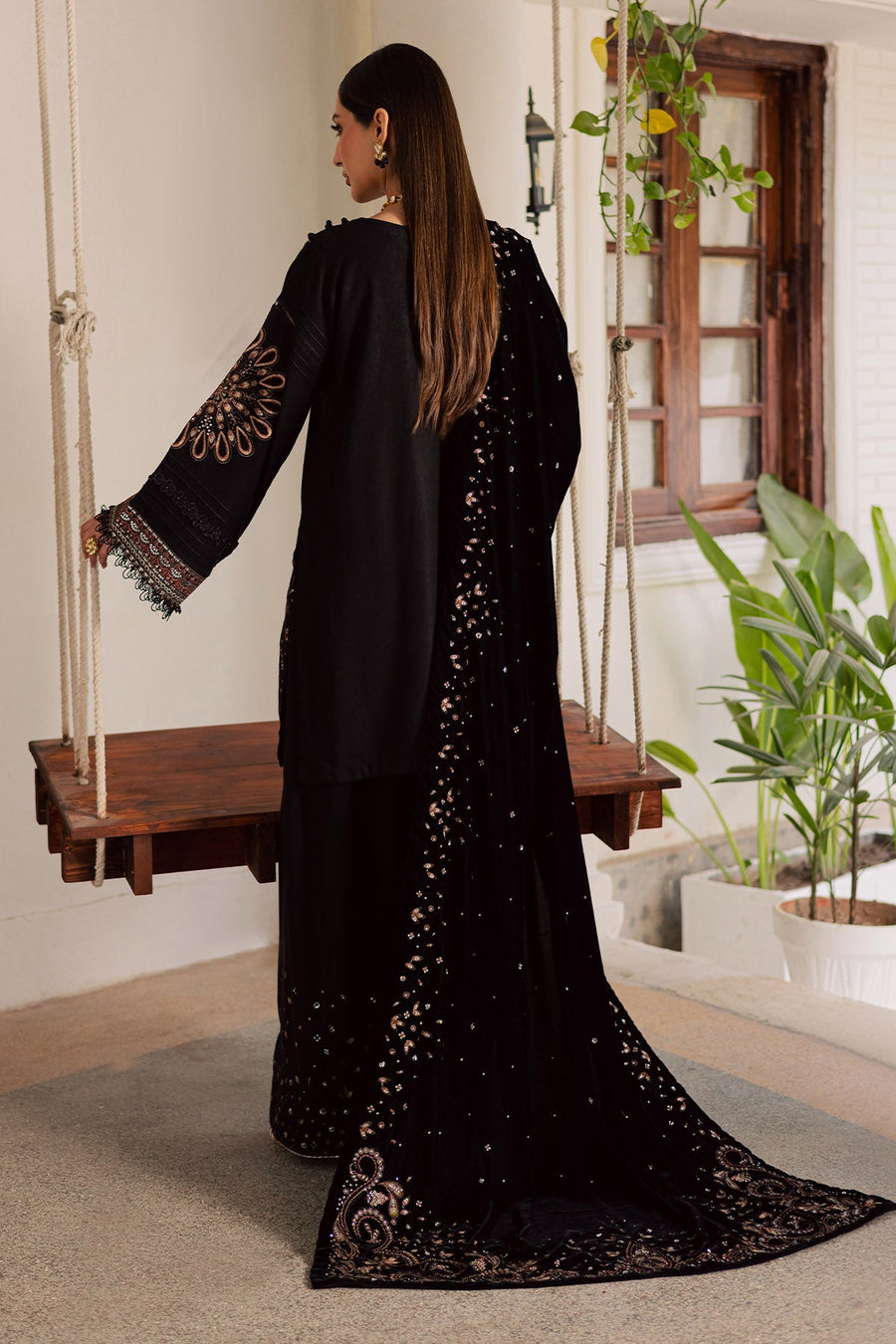NUREH Exclusive Embroidered Leather Peach Unstitched 3Pc Suit NE-202