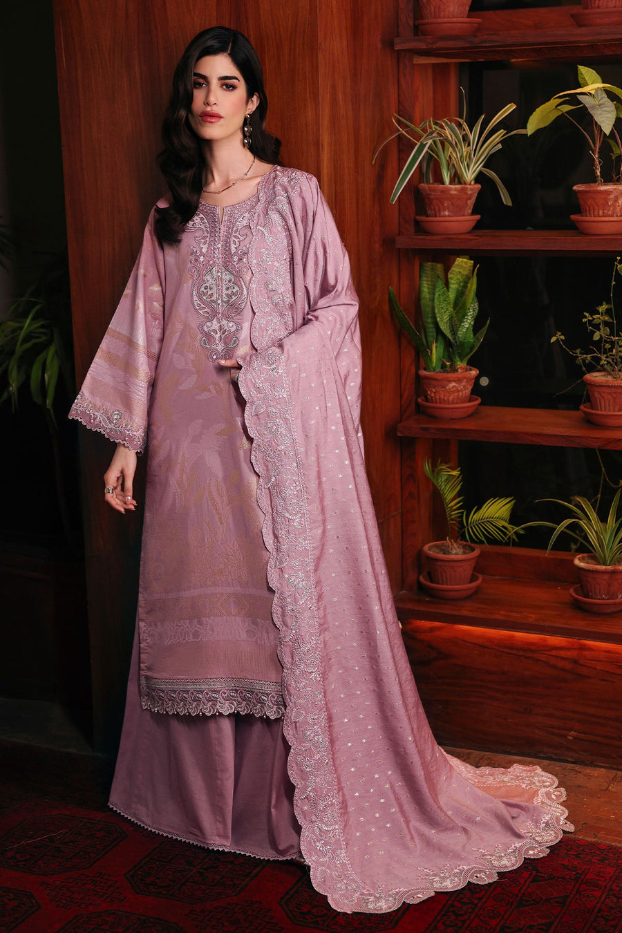 NUREH Exclusive Embroidered Lawn Jacquard Unstitched 3Pc Suit NE-222