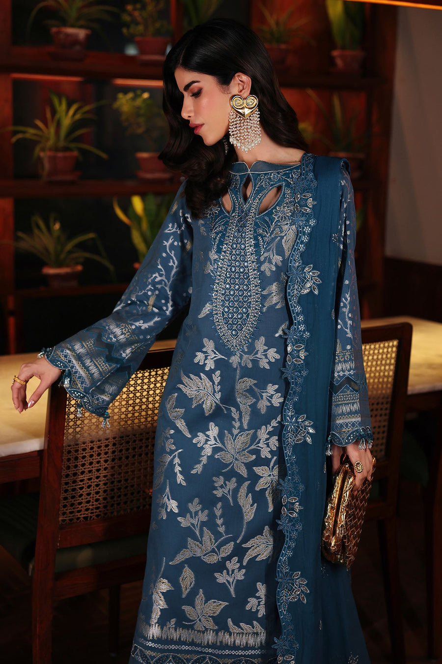 NUREH Exclusive Embroidered Lawn Jacquard Unstitched 3Pc Suit NE-223