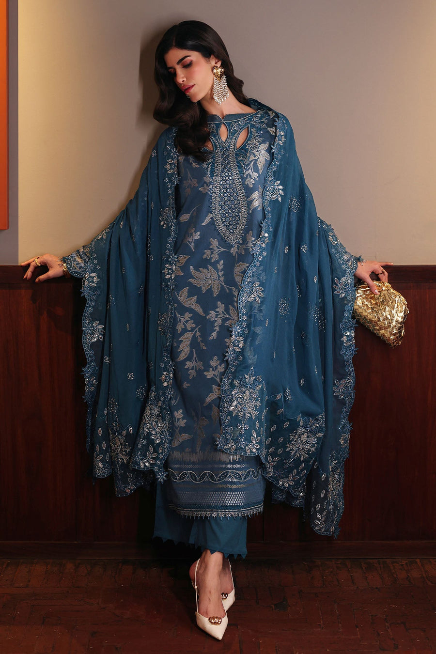 NUREH Exclusive Embroidered Lawn Jacquard Unstitched 3Pc Suit NE-223
