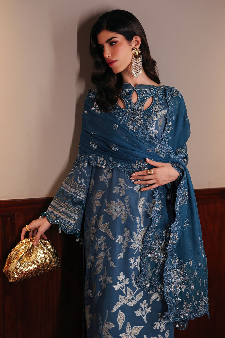 NUREH Exclusive Embroidered Lawn Jacquard Unstitched 3Pc Suit NE-223