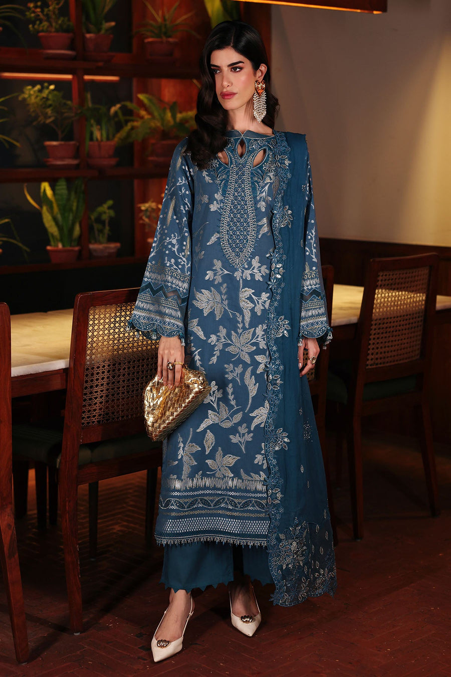 NUREH Exclusive Embroidered Lawn Jacquard Unstitched 3Pc Suit NE-223