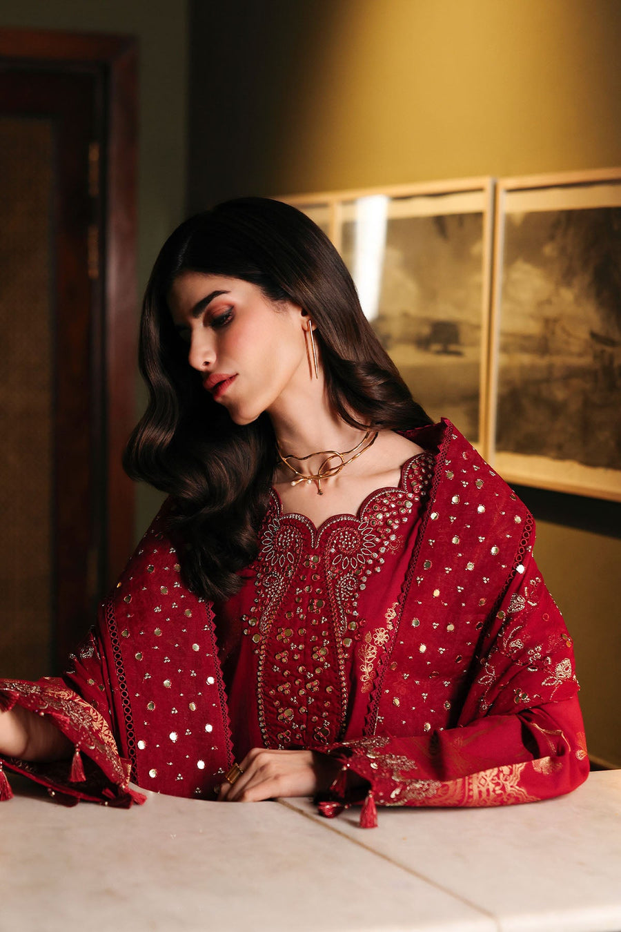 NUREH Exclusive Embroidered Lawn Jacquard Unstitched 3Pc Suit NE-225