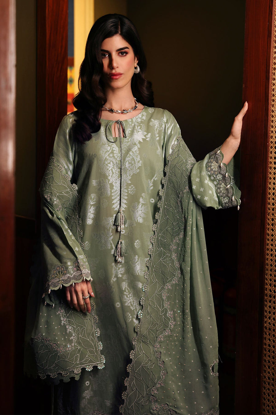 NUREH Exclusive Embroidered Lawn Jacquard Unstitched 3Pc Suit NE-226