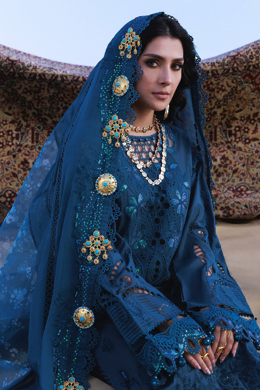 NUREH Aman Embroidered Luxury Lawn Unstitched 3Pc Suit NE-229