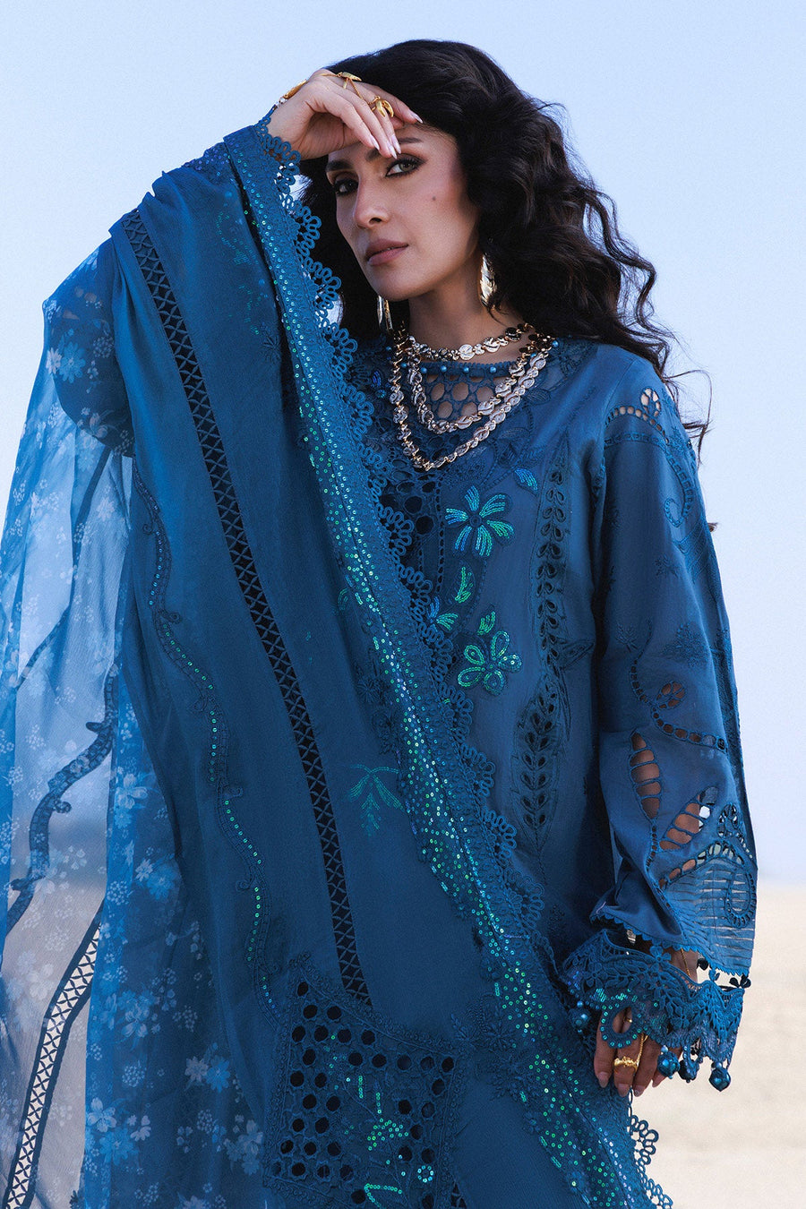 NUREH Aman Embroidered Luxury Lawn Unstitched 3Pc Suit NE-229