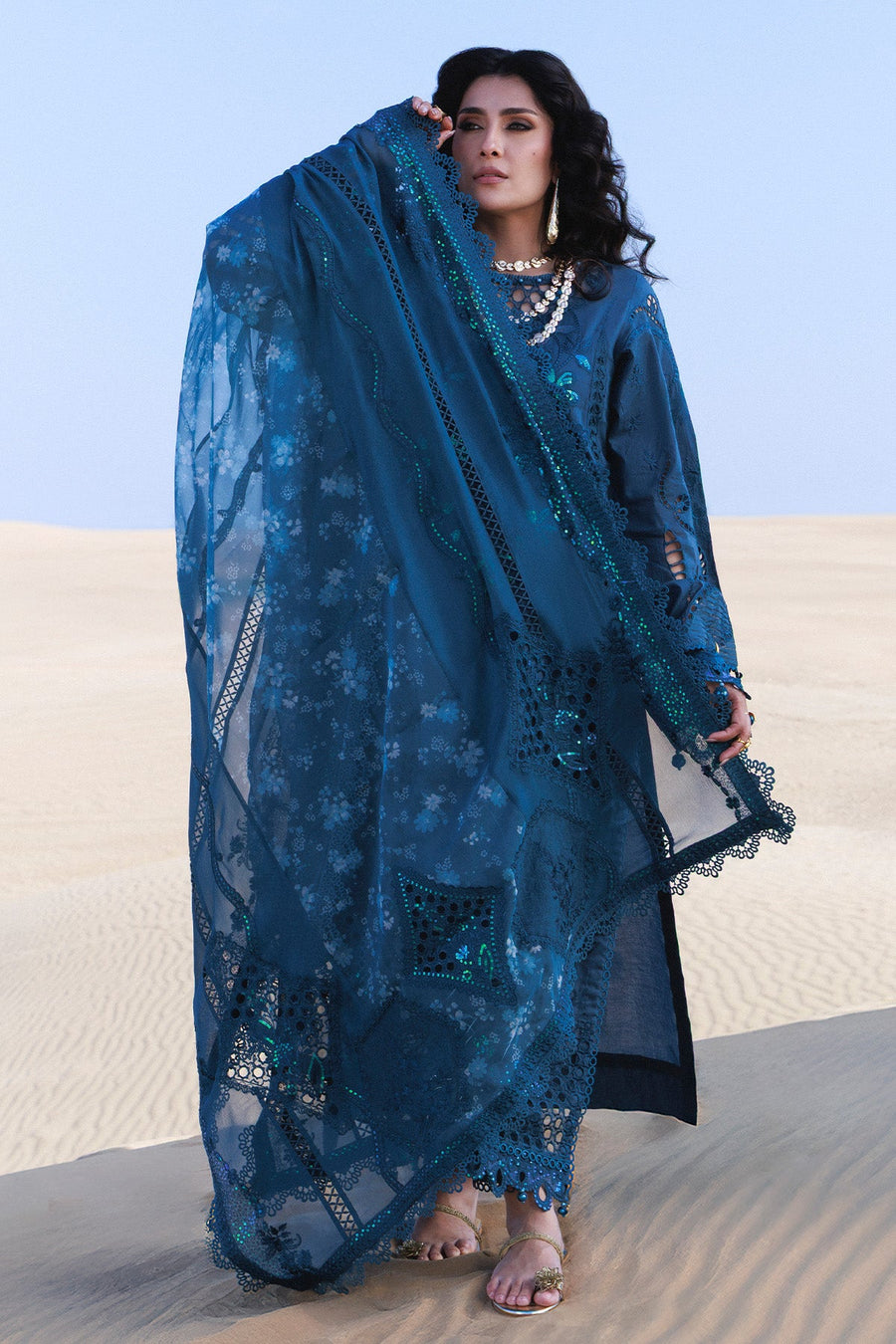 NUREH Aman Embroidered Luxury Lawn Unstitched 3Pc Suit NE-229
