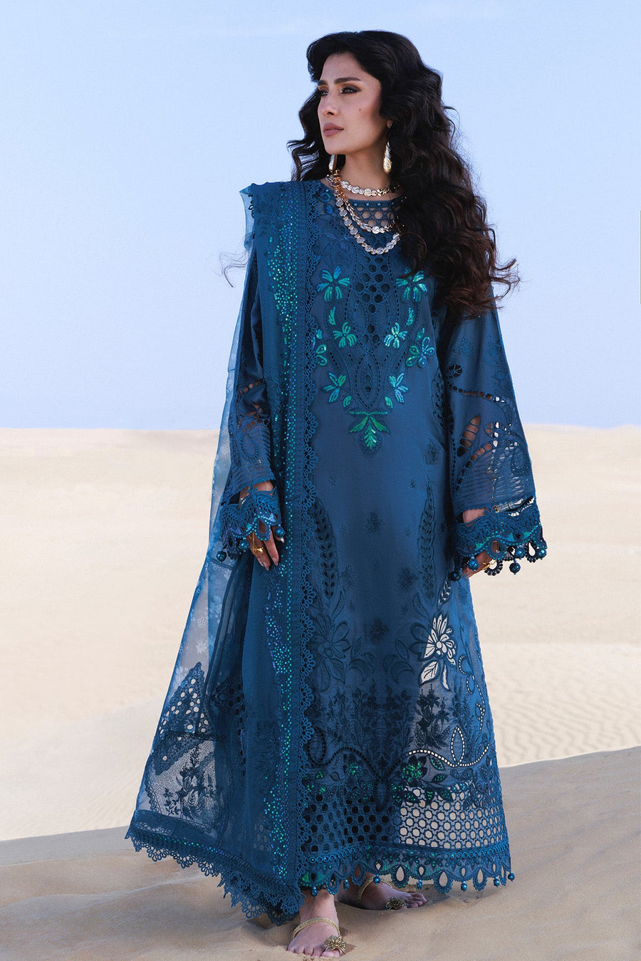 NUREH Aman Embroidered Luxury Lawn Unstitched 3Pc Suit NE-229