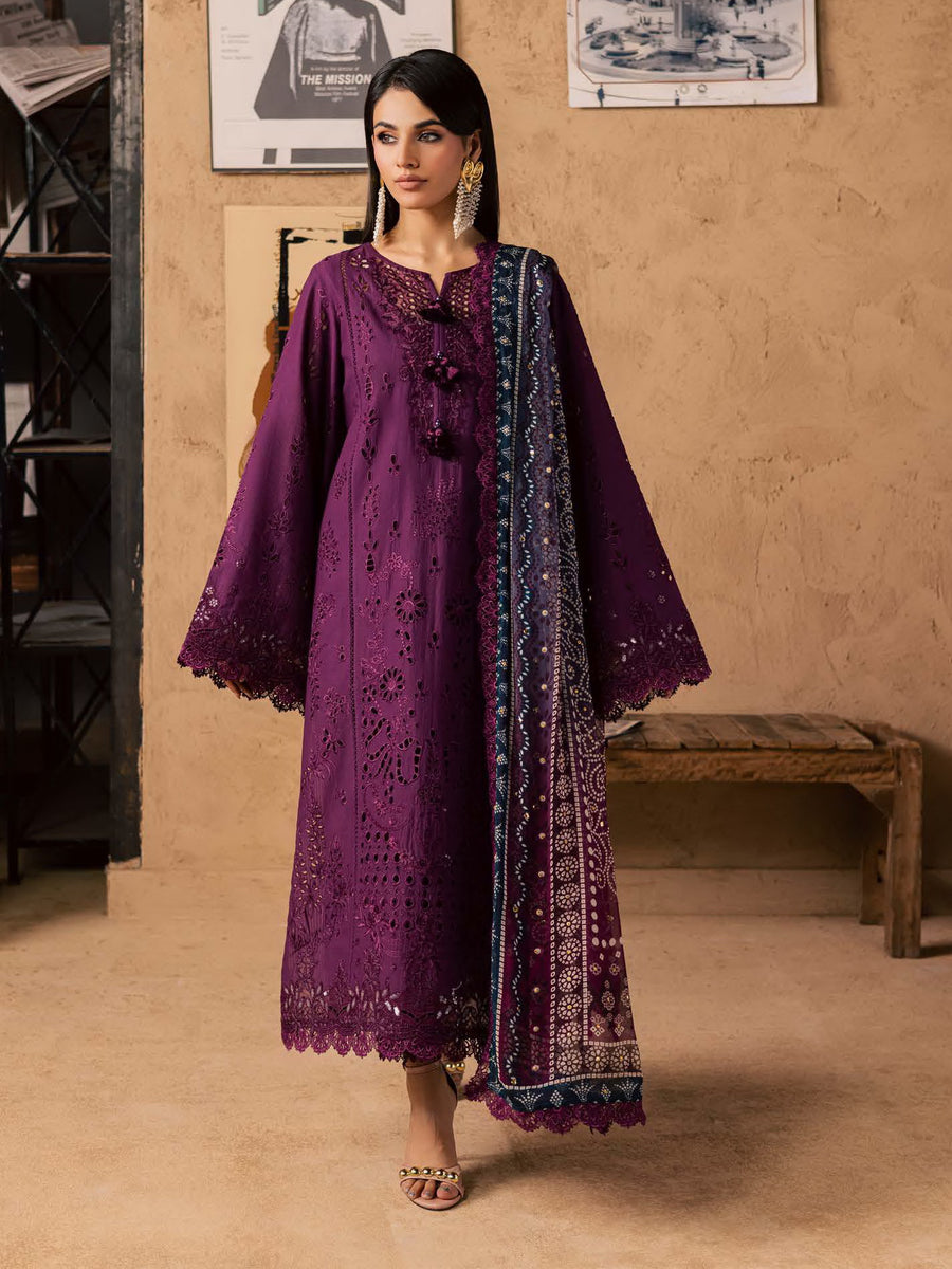 NUREH Bazar Unstitched Embroidered Chikankari Doriya Lawn 3Pc Suit NE-240