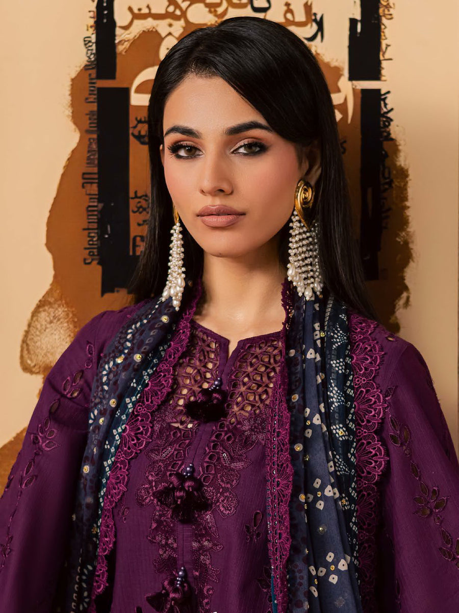 NUREH Bazar Unstitched Embroidered Chikankari Doriya Lawn 3Pc Suit NE-240
