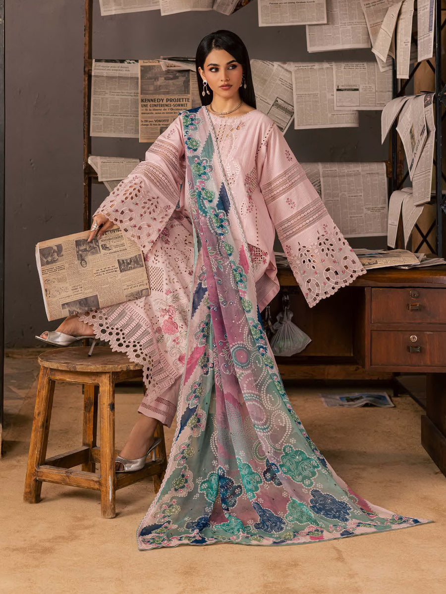 NUREH Bazar Unstitched Embroidered Chikankari Doriya Lawn 3Pc Suit NE-241