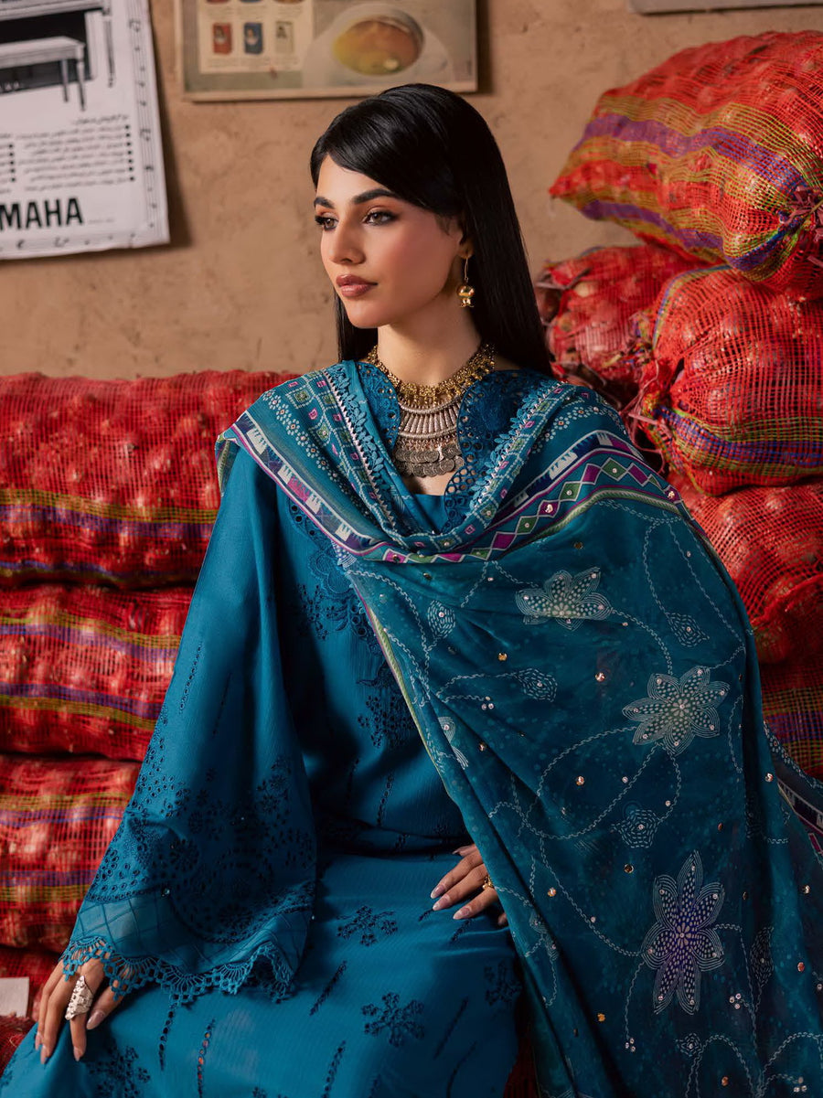 NUREH Bazar Unstitched Embroidered Chikankari Doriya Lawn 3Pc Suit NE-242