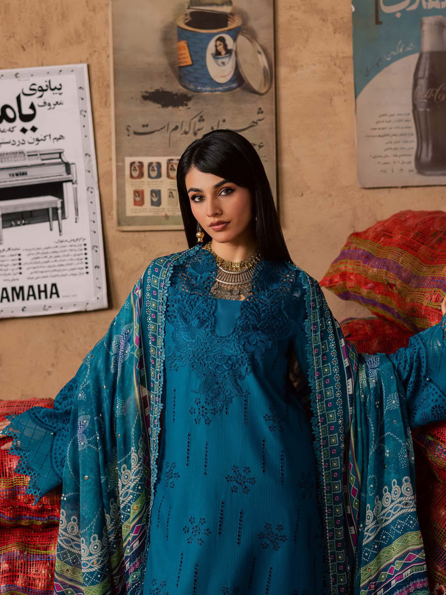 NUREH Bazar Unstitched Embroidered Chikankari Doriya Lawn 3Pc Suit NE-242