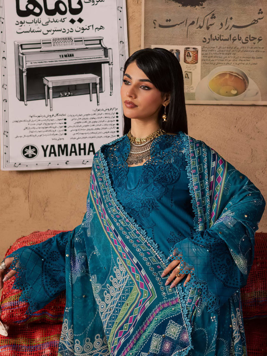 NUREH Bazar Unstitched Embroidered Chikankari Doriya Lawn 3Pc Suit NE-242