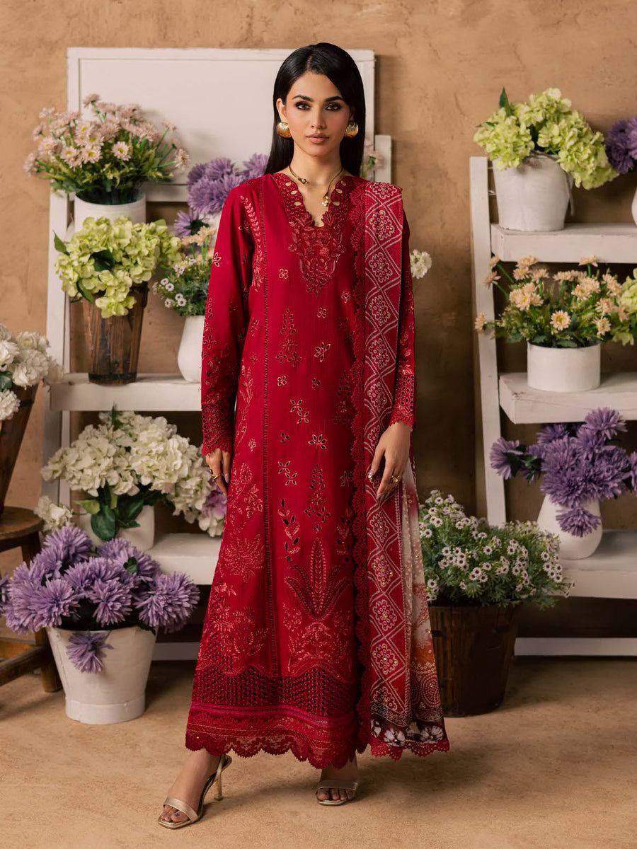 NUREH Bazar Unstitched Embroidered Chikankari Doriya Lawn 3Pc Suit NE-243