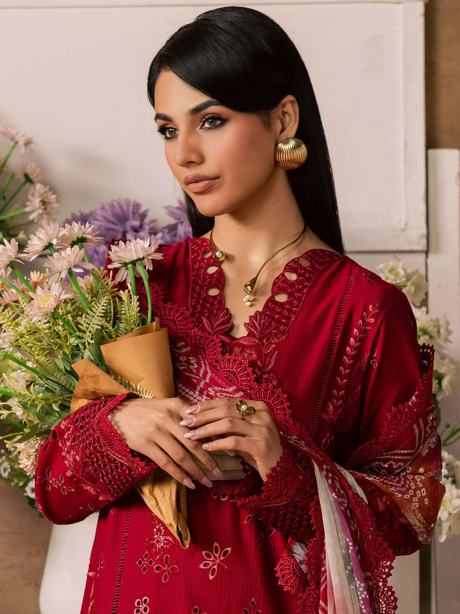 NUREH Bazar Unstitched Embroidered Chikankari Doriya Lawn 3Pc Suit NE-243