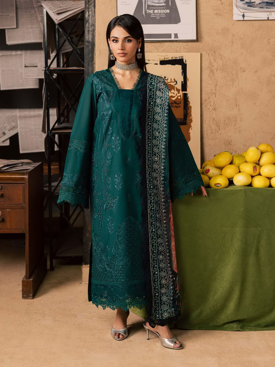 NUREH Bazar Unstitched Embroidered Chikankari Doriya Lawn 3Pc Suit NE-244