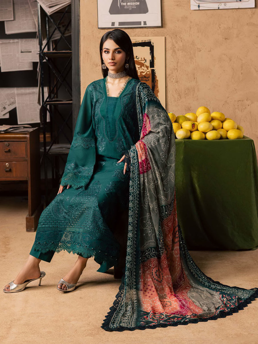 NUREH Bazar Unstitched Embroidered Chikankari Doriya Lawn 3Pc Suit NE-244