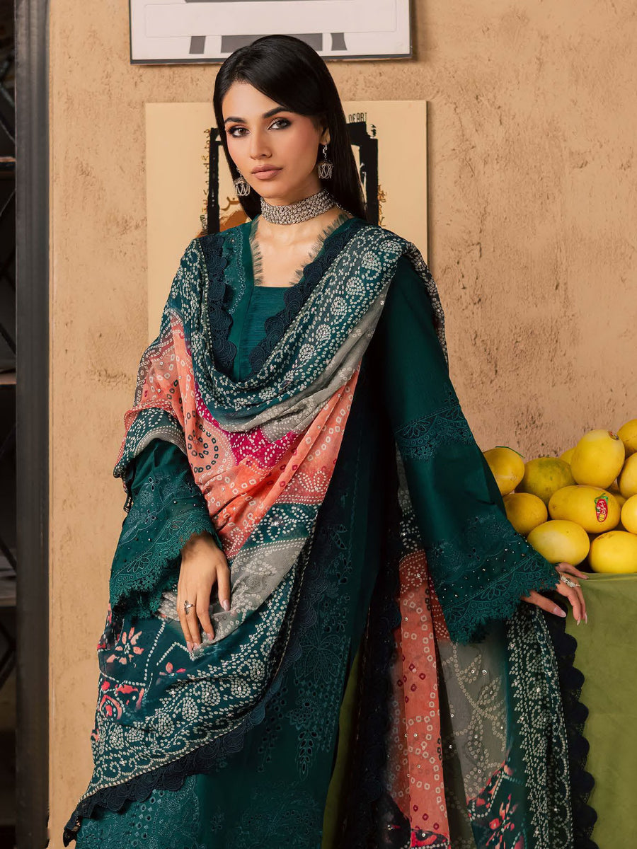 NUREH Bazar Unstitched Embroidered Chikankari Doriya Lawn 3Pc Suit NE-244