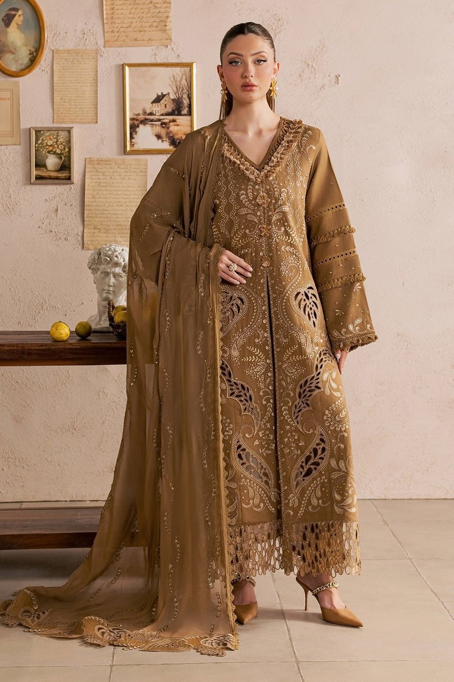 NUREH Exclusive Embroidered Karandi Unstitched 3Pc Suit NE-270