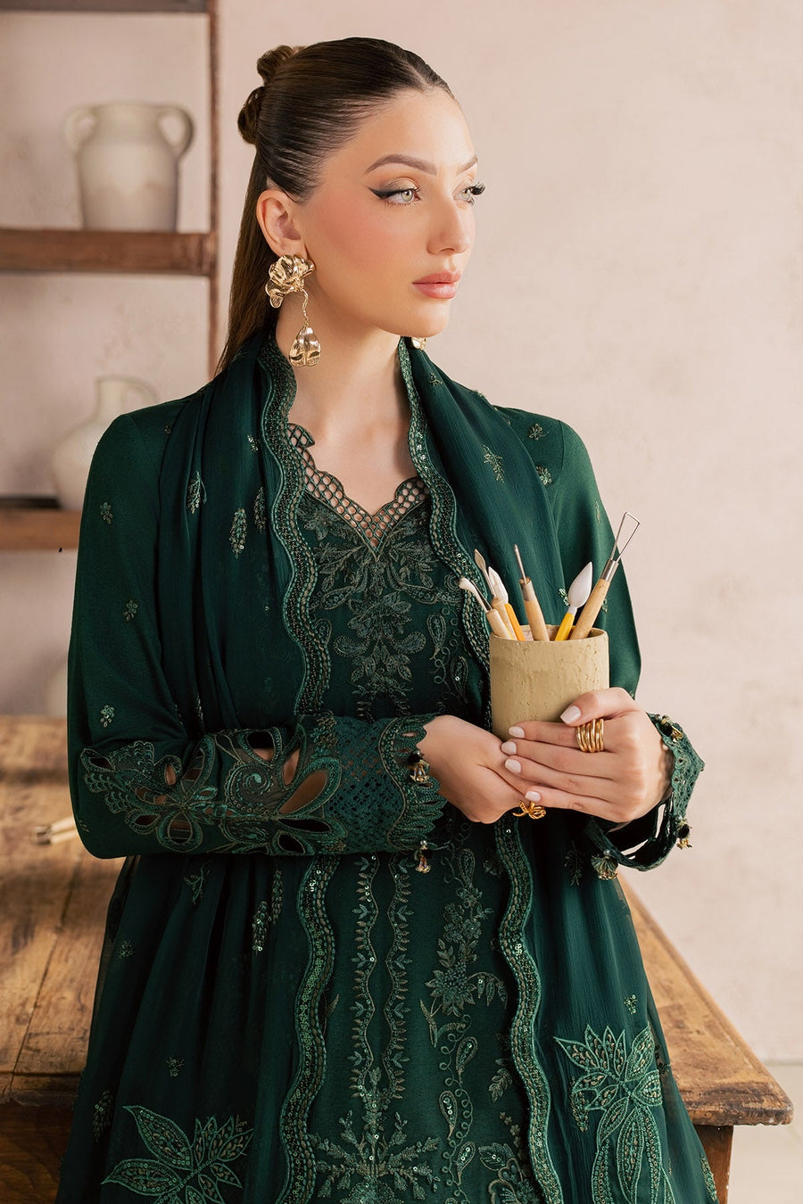 NUREH Exclusive Embroidered Karandi Unstitched 3Pc Suit NE-271