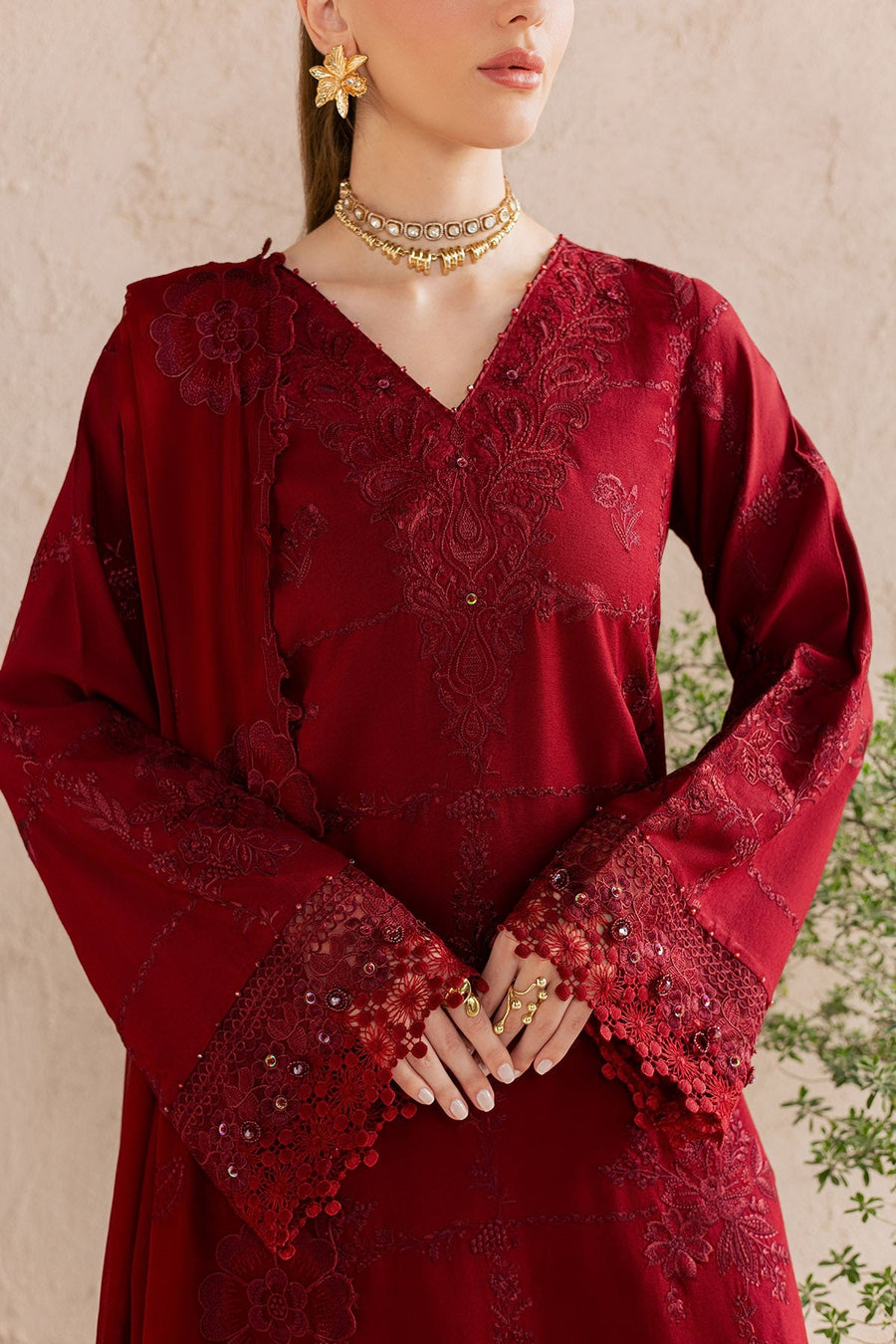 NUREH Exclusive Embroidered Karandi Unstitched 3Pc Suit NE-274